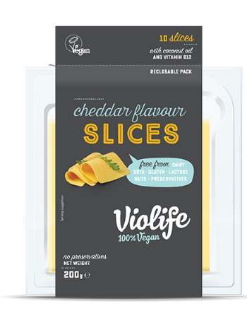 VIOLIFE CHEDDAR SLICES 200G