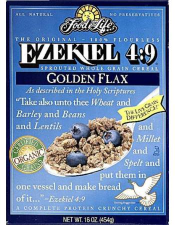 FOOD FOR LIFE EZEKIEL 4:9 FLAX SPROUTED WHOLE GRAIN CEREAL 454G