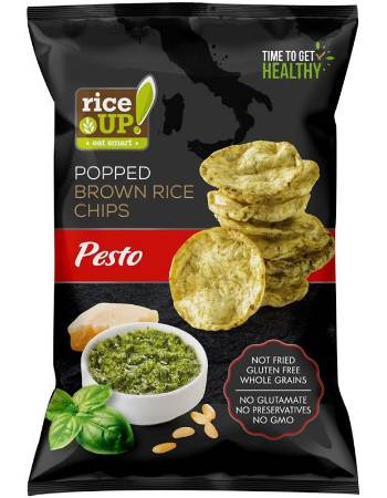 RICE UP POPPED BROWN RICE CHIPS PESTO 60G