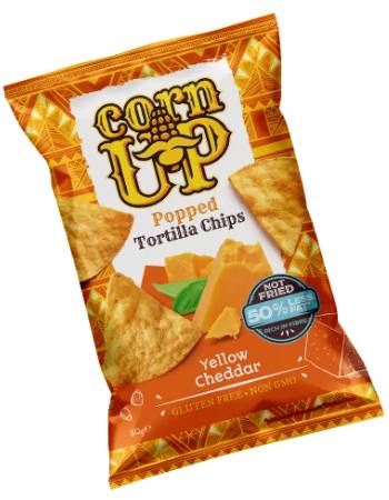 CORN UP TORTILLA 60G | YELLOW CHEDDAR