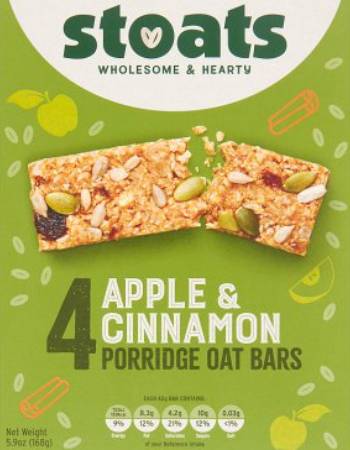 STOATS PORRIDGE OAT BARS 4 X 42G | APPLE & CINNAMON