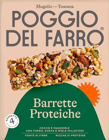 POGGIO DEL FARRO PROTEIN BARS 4 X 25G | COCONUT, ALMONDS, SPELT, OATS & HONEY