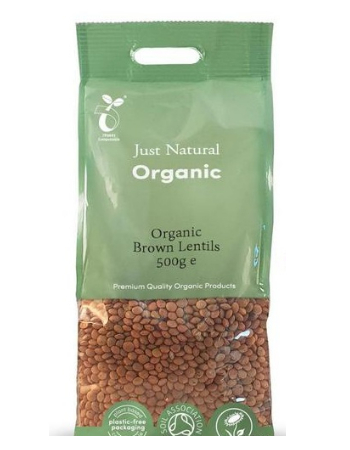 JUST NATURAL BROWN LENTILS 500G