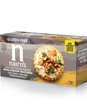 NAIRNS CRACKED BLACK PEPPER WHOLEGRAIN CRACKERS 137G