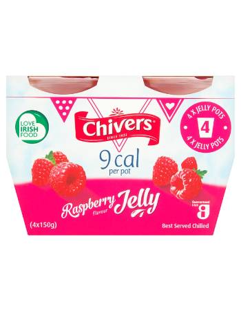 CHIVERS RASPBERRY JELLY (9 CALORIES) 4 POTS OF 150G