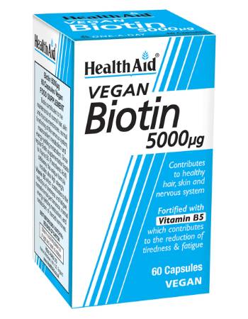 HEALTH AID VEGAN BIOTIN 5000UG 60 CAPSULES