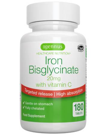 IGENNUS IRON BISGLYCINATE 20MG (180 TABLETS)