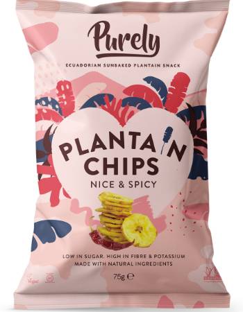 PURELY PLANTAIN CHIPS NICE & SPICY 75G