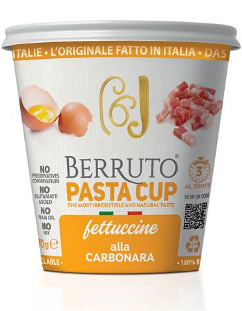 BERRUTO PASTA CUP FETTUCCINE ALLA CARBONARA 70G