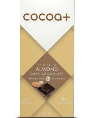 COCOA + PROTEIN ALMOND DARK CHOCOLATE 70G
