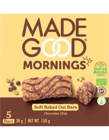MADE GOOD MORNINGS SOFT BAKED CHOCOLATE CHIP OAT BARS 150G