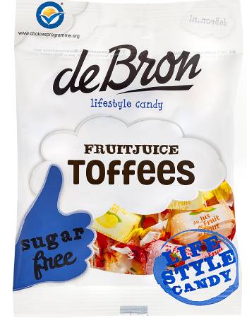 DEBRON SUGAR FREE FRUIT JUICE TOFFEE 100G