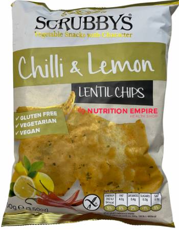 SCRUBBYS LENTIL CHIPS CHILLI AND LEMON 100G