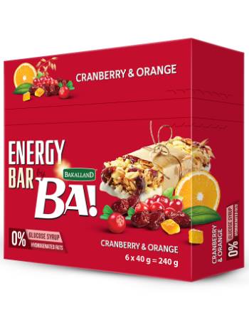 BA CRANBERRY ORANGE CEREALE BAR 6 X 40G