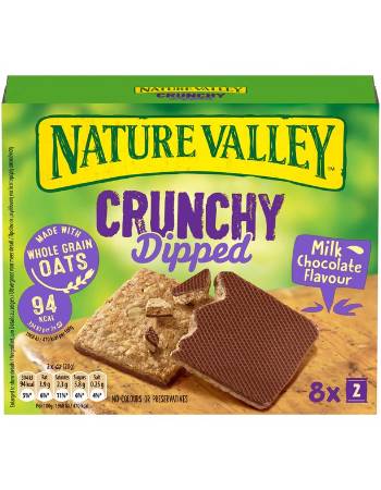 NATURE VALLEY CRUNCHY DIPPED MILK CHOCOLATE CEREAL BARS (8 X 20G)