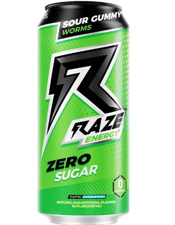 RAZE ENERGY SOUR GUMMY WORMS 473ML (ENERGY DRINK)