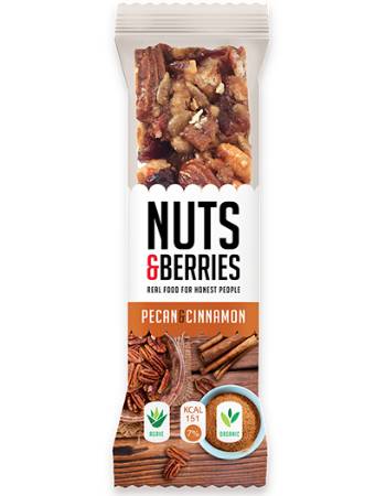 NUTS & BERRIES PECAN & CINNAMON BAR 40G