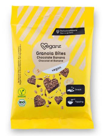 VEGANZ ORGANIC GRANOLA BITES CHOCOLATE BANANA 50G