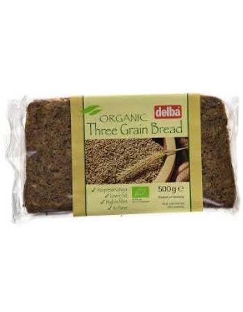 DELBA THREE GRAIN BREAD 500GR