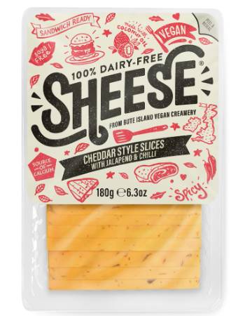 SHEESE SLICES CHEDDAR STYLE JALAPENO & CHILLI 180G