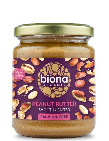 BIONA ORGANIC SMOOTH PEANUT BUTTER UNSALTED 250G - 15% - OFF