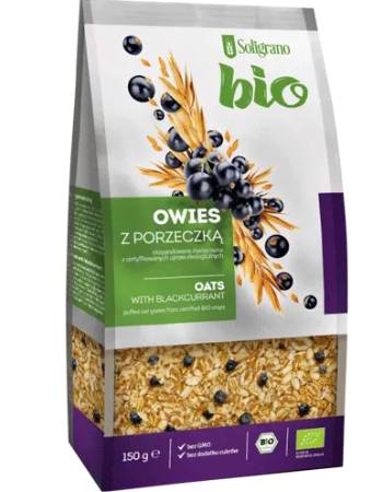 SOLIGRANO ORGANIC  PUFFED OATS WITH BLACKCURRANT 150G
