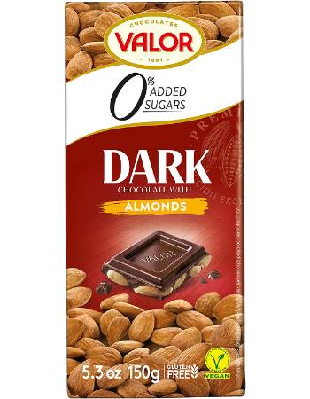 VALOR STEVIA DARK CHOCOLATE WITH ALMONDS 150G