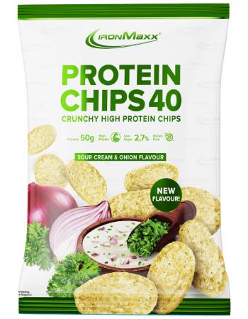 IRONMAXXX PROTEIN CHIPS 40 SOUR CREAM & ONION 50G