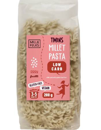 MILL & FOLKS MILLET FUSILLI TWINS LOW CARB PASTA 200G 50% OFF