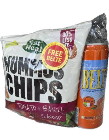 EAT REAL HUMMUS TOMATO & BASIL 2 PACKETS | PLUS FREE BELTE'