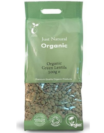 JUST NATURAL ORGANIC GREEN LENTILS 500G