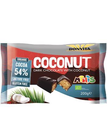 BONVITA MINI COCONUT DARK CHOCOLATE BARS (10 X 20G)