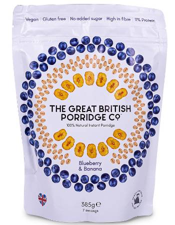 THE GREAT BRITISH PORRIDGE CO BLUEBERRY AND BANANA 375G