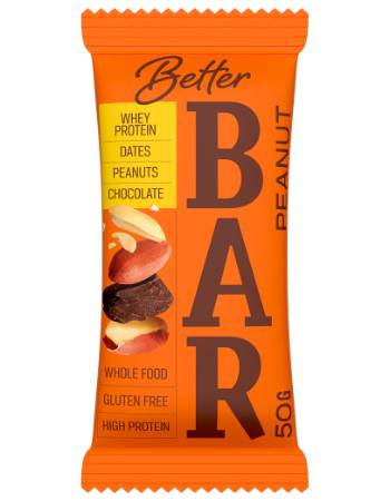 BETTER FOODS PEANUT BAR WITH WHEY PROTEIN 50G