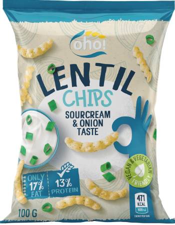 OHO LENTIL SOUR CREAM & ONION 100G