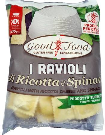 GOOD FOOD GLUTEN FREE RAVIOLI RICOTTA E SPINACI 500G