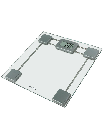 SALTER TOUGHENED GLASS COMPACT DIGITAL BATHROOM SCALE - SILVER