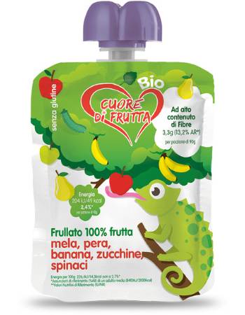 CUORE DI FRUTTA POUCH MELA PERA BANANA ZUCCHINE SPINACI 90G