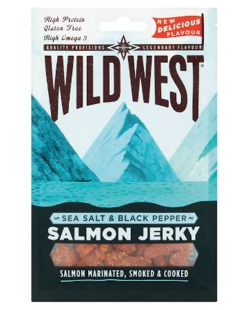 WILD WEST SALMON SALT & PEPPER JERKY 30G