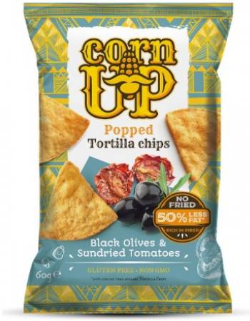 CORN UP TORTILLA 60G | BLACK OLIVES & SUNDRIED TOMATOES