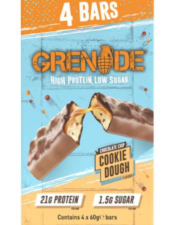 GRENADE CARB KILLA CHOCOLATE CHIP COOKIE DOUGH PROTEIN BARS | 4 X 60G