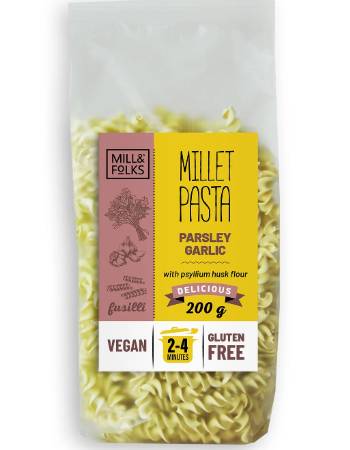 MILL & FOLKS MILLET PASTA FUSILLI WITH GINGER AND CORIANDER 200G