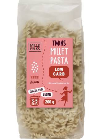 MILL & FOLKS MILLET FUSILLI TWINS HIGH PROTEIN PASTA 200G 50% OFF