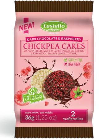 LESTELLO DARK CHOCOLATE RASPBERRY CHICKPEA CAKES 36G