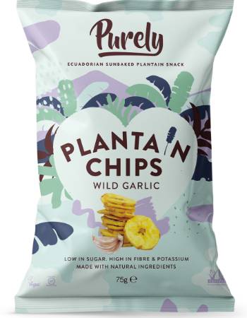 PURELY PLANTAIN CHIPS WILD GARLIC 75G