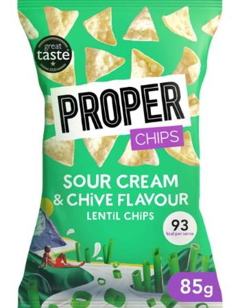 PROPER CHIPS SOUR CREAM & CHIVES LENTIL CHIPS 85G