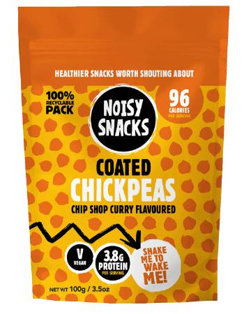 NOISY SNACKS CHICKPEAS CHIP SHOP CURRY FLAVOURED 100G 50% OFF