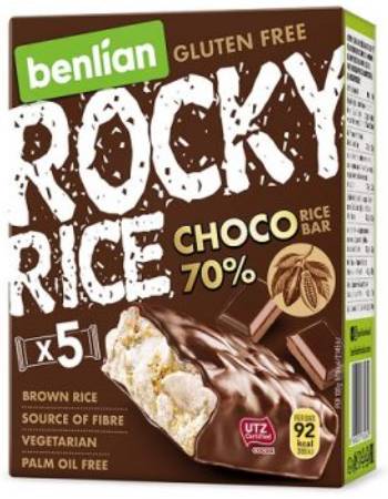 BENLIAN ROCKY RICE 70% DARK CHOCOLATE | 5X18G