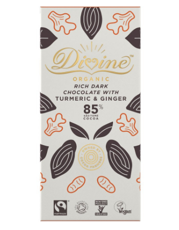 DIVINE RICH DARK CHOCOLATE TURMERIC GINGER 80G