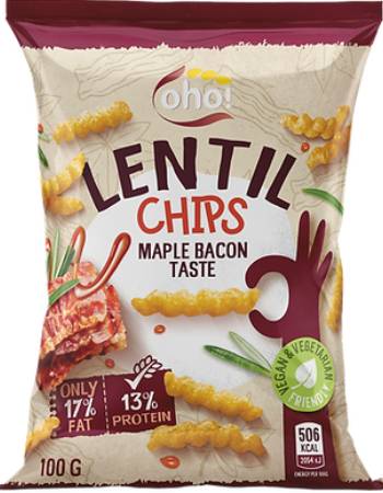 OHO RED LENTIL MAPLE BACON CHIPS 100G